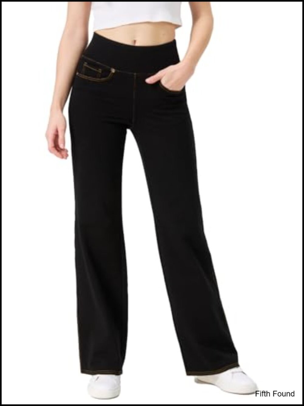 High Waisted Bell Bottom Pull On Flare Jeans Tummy Control